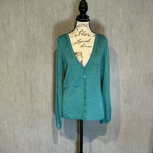 Escada Green Cardigan V-Neck Sweater Italian Size 36- In US Size Small/6